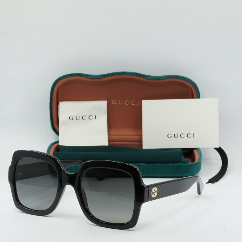 New Gucci Black Gradient Lens Oversized Square Sunglasses